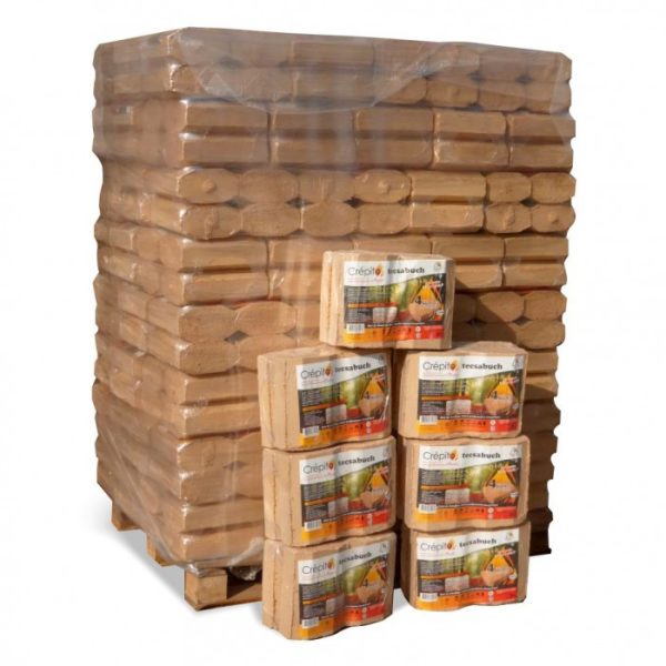 Troncos de madera prensada Tecsabuch Crépito: 100% natural (palet de 1 tonelada)