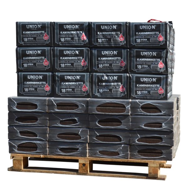 Palé mixto de briquetas de madera de roble 100% y briquetas de lignito (930 kg)
