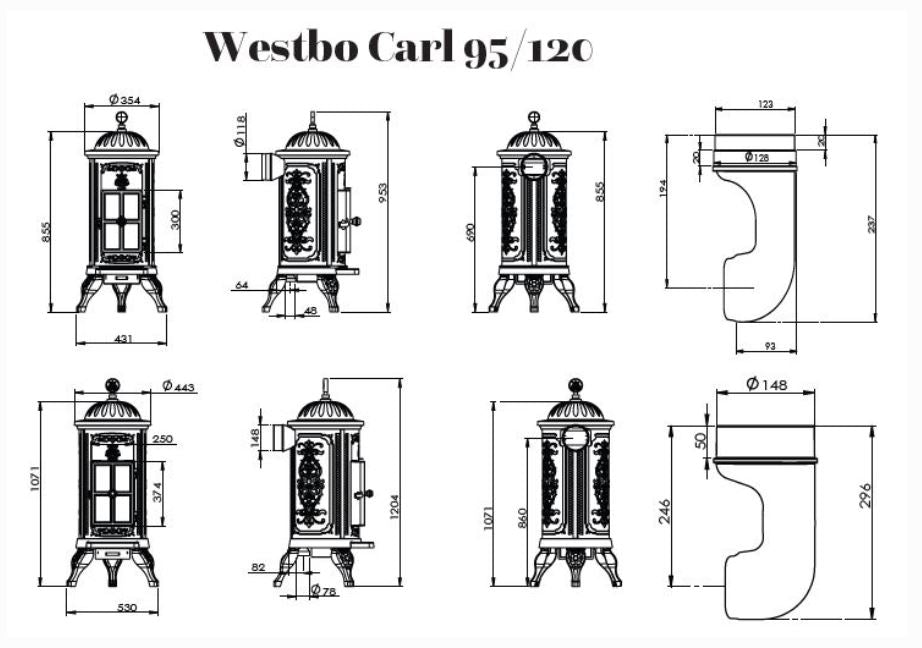 Estufa de leña Westbo Carl 95 y 120